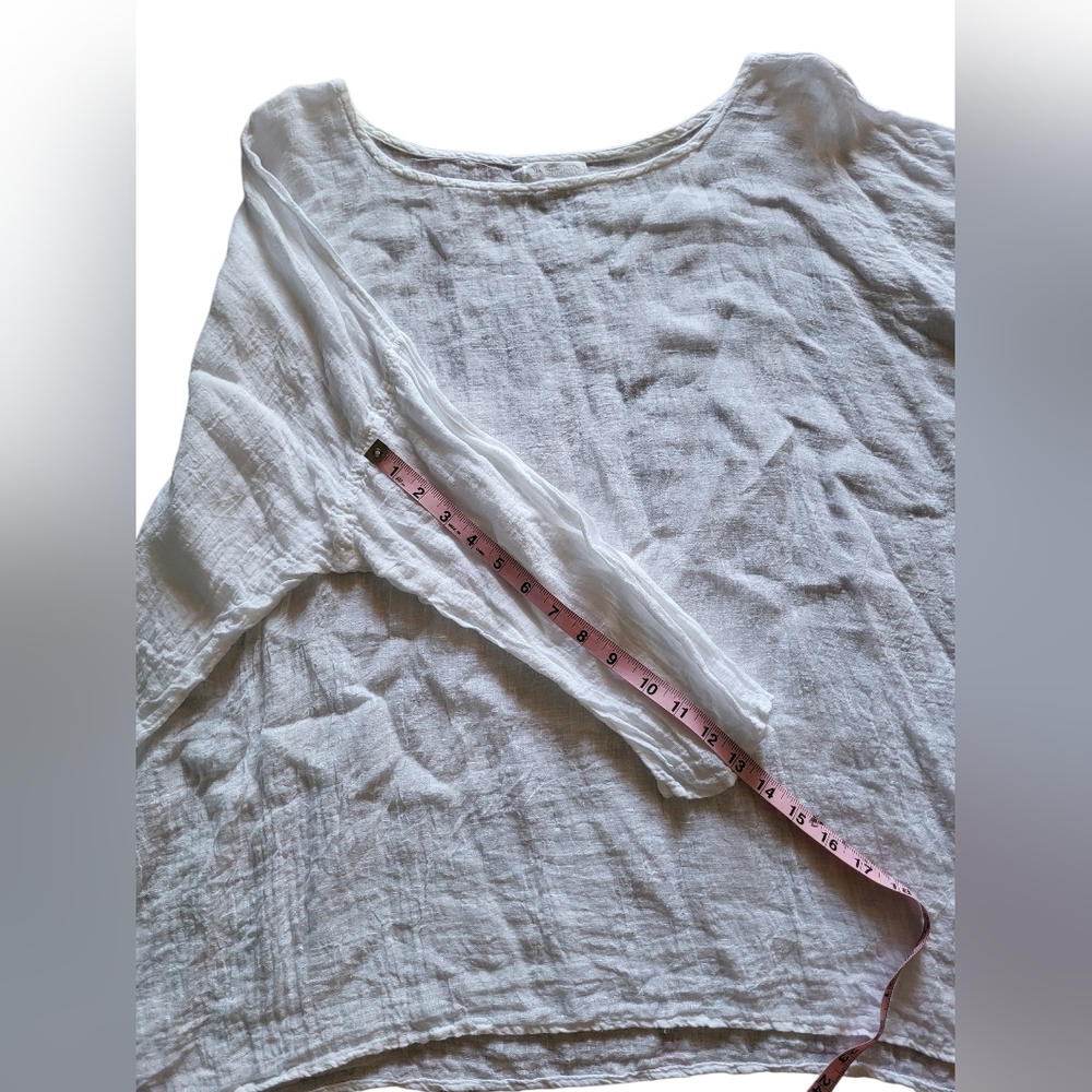 CP Shades Sibella 100% Linen Top Womens Sz. Small White Blouse - Picture 6 of 10